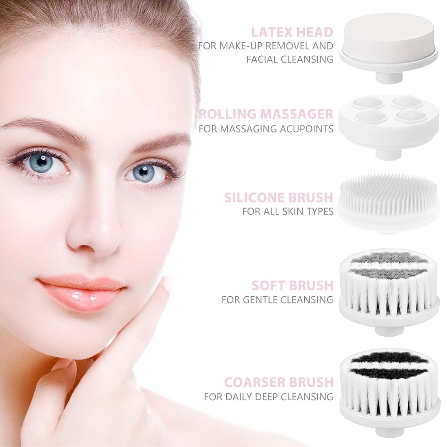 Radiant Facial Cleansing Spin Brush Set – 5 Replacement Heads Included