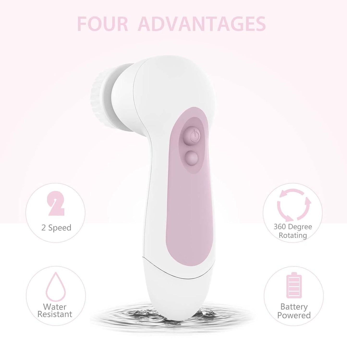 Radiant Facial Cleansing Spin Brush Set – 5 Replacement Heads Included