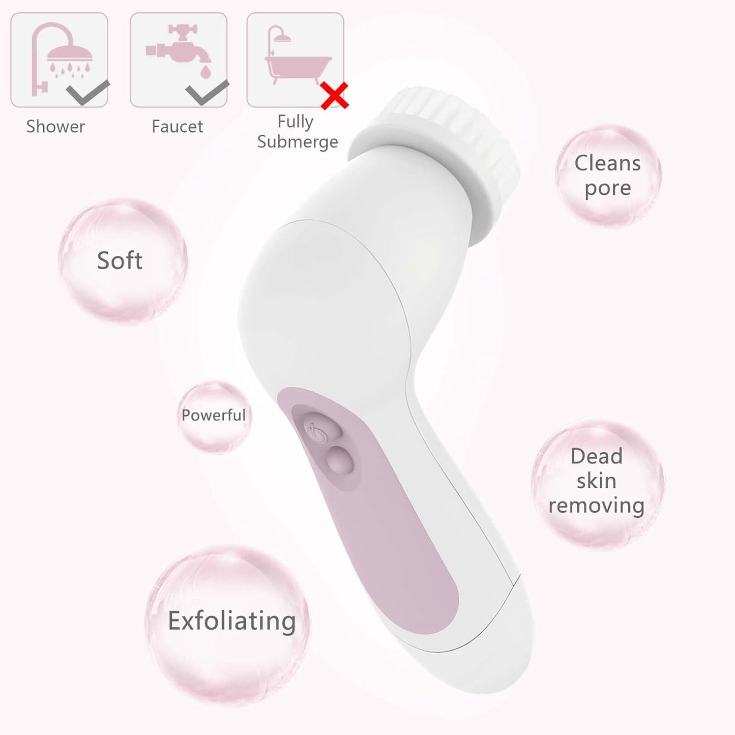 Radiant Facial Cleansing Spin Brush Set – 5 Replacement Heads Included